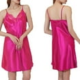 thumbnail image 1 of qolati Women's Satin Lace Nightgown Soft V Neck Negligee Silk Slip Adjustable Spaghetti Strap Sleep Dress, 1 of 2