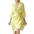 thumbnail image 1 of qolati Women's Satin Robe Silk Kimonos Bathrobe Lace Trim Knee Length Bridesmaids Wedding Bridal Party Loungewear Sleepwear, 1 of 6