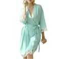 thumbnail image 1 of qolati Women's Satin Robe Silk Kimonos Bathrobe Lace Trim Knee Length Bridesmaids Wedding Bridal Party Loungewear Sleepwear, 1 of 6