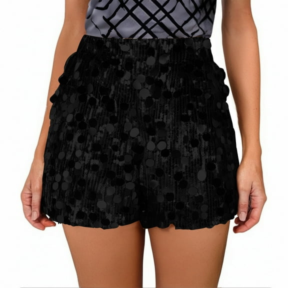 qolati Women's Sequin Shorts Low Elastic Waist Sparkly Bermuda Shorts Y2k Party Club Mini Booty Shorts