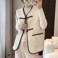 thumbnail image 1 of qolati Women's Shaker Fleece Vest Casual Sleeveless Sherpa Vests Jacket Lightweight Button Down Waistcoat Outerwear with Pockets, 1 of 6