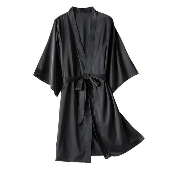 qolati Women's Silk Long Kimonos Robes Soft Satin Bathrobe Bridal Bridesmaid Party Robes Wedding Loungewear
