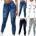 thumbnail image 1 of qolati Women's Skinny Jeans Y2k Butterfly Print Low Waisted Pencil Pants Casual Loose Fit Leggings Denim Trousers, 1 of 7