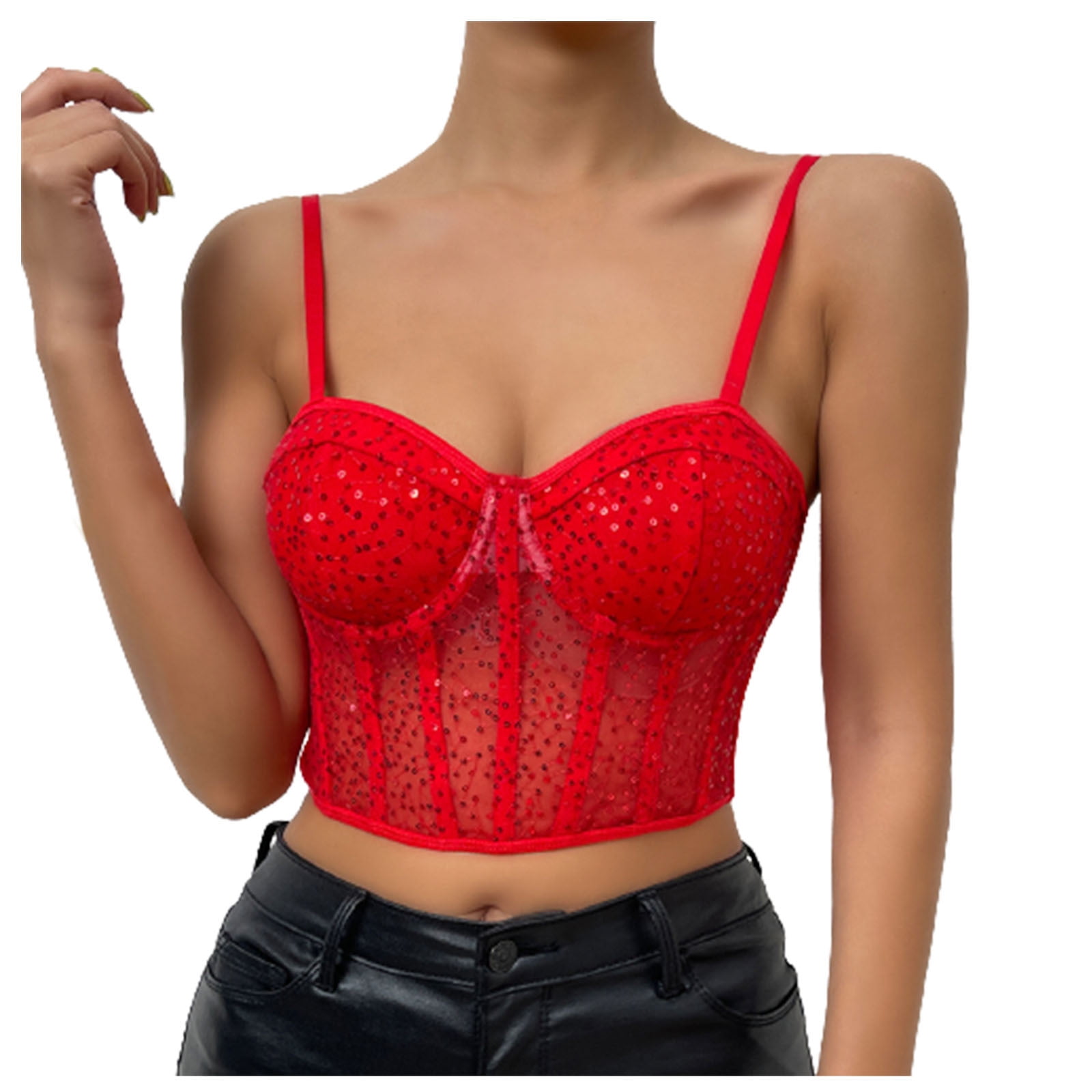 Lace Corset Tops for Women Aesthetic Lace Patchwork Cami Blouse Sleeveless  V Neck Spaghetti Strap Crop Top Bustier at  Women's Clothing store