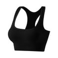 thumbnail image 1 of qolati Women's Sports Bras Ribbed Seamless Racerback Padded Wirefree Padded Bra Crop Tank Top Yoga Workout Undershirts Black L, 1 of 8