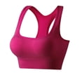 thumbnail image 1 of qolati Women's Sports Bras Ribbed Seamless Racerback Padded Wirefree Padded Bra Crop Tank Top Yoga Workout Undershirts Wine XXL, 1 of 5
