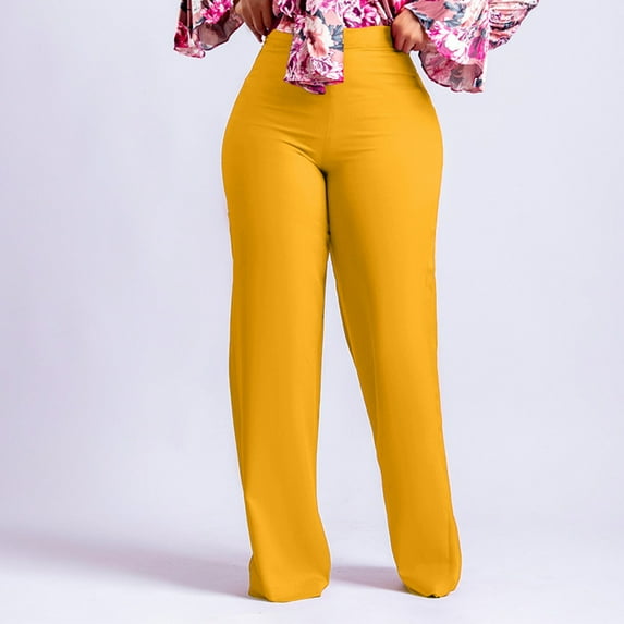 qolati Women's Stretchy High Waisted Wide Leg Pants Slim Fit Business Work Leggings for Office Classic Solid Workwear Dress Suits Pencils Pants