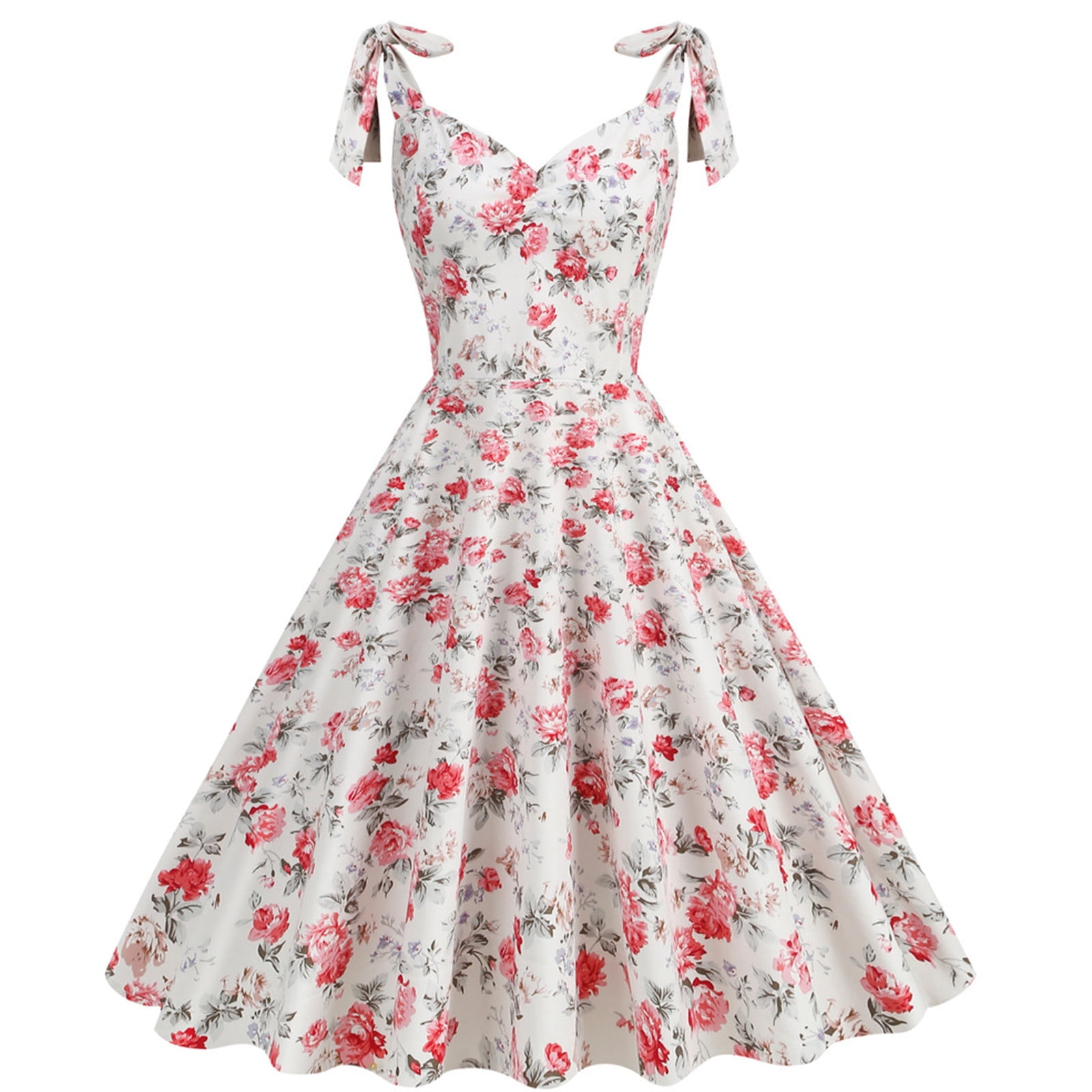 qolati Women's Tie Strap Prom Dresses Sweethearts Neck Flower Floral Print  Cocktail Dress Sleeveless Short Formal Party Mini Homecoming Dresses -  Walmart Business Supplies