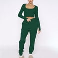 thumbnail image 1 of qolati Women's Two Piece Outfits Long Sleeve U-Neck Crop Tops with Jogger Sweatpants Lounge Sets Y2k Oversized High Waist Lounge Wear Sweatsuit, 1 of 7