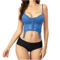 thumbnail image 1 of qolati Women's Vintage Floral Corset Bustier Top Renaissance Lace Up Boned Shapewear Top Front Closure Bandeau Tube Tops Blue L, 1 of 4