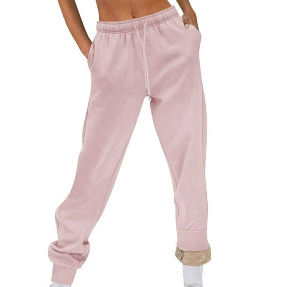 qolati Women's Warm Fleece Lined Sweatpants High Elastic Waisted Thermal Jogger Pants Winter Sherpa Thicken Outdoor Workout Yoga Track Pants