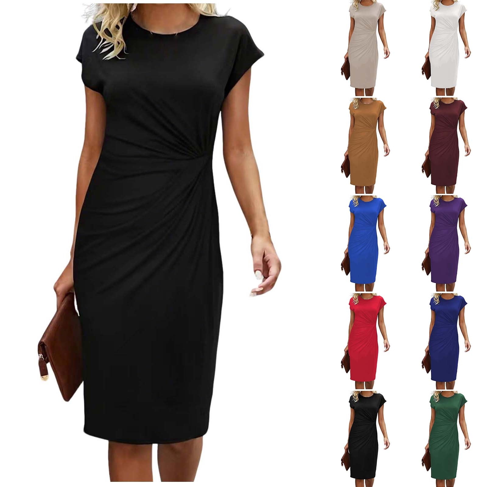 Qolati Women s Wear To Work Dresses Elegant Cap Sleeve Sheath Bodycon qolati-women-s-wear-to-work-dresses-elegant-cap-sleeve-sheath-bodycon