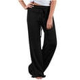 thumbnail image 1 of qolati Women's Wide Leg Yoga Pants Baggy High Waisted Drawstring Athletic Sweat Pants Casual Loose Lounge Sweatpants Black XL 10, 1 of 8