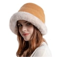 thumbnail image 1 of qolati Women's Winter Bucket Hat Faux Fur Brims Puffy Plush Warm Fisherman Hat Soft Fuzzy Fleece Caps, 1 of 5