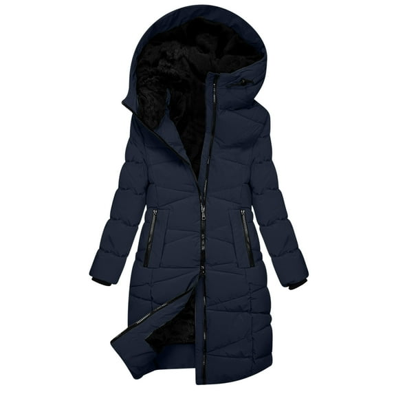 qolati Women's Winter Puffer Coats Thicken Fleece Lined Quilted Down Long Jacket Waterproofs Faux Furs Hooded Parka with Pockets