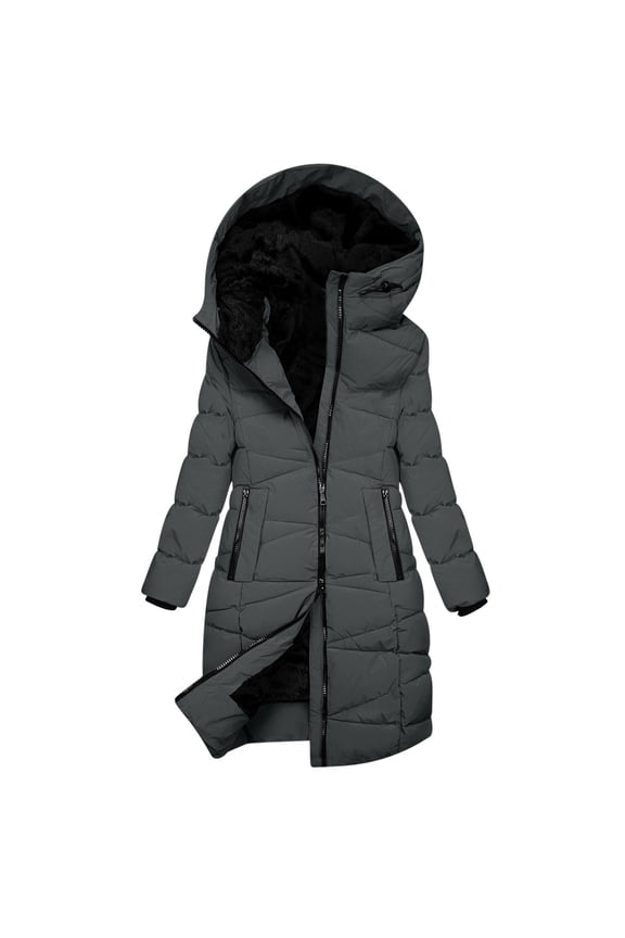 Women's Winter Puffer Coats Thicken Fleece Lined Quilted Down Long Jacket Waterproofs Faux Furs Hooded Parka with Pockets