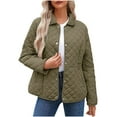thumbnail image 1 of qolati Women's Winter Quilted Jackets Long Sleeve Button Down Plaid Puffer Jacket Trendy Casual Outerwear Coats with Pockets, 1 of 9