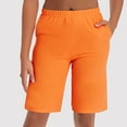 thumbnail image 1 of qolati Women's Workout Shorts Casual Elastic High Waisted Knee Length Gym Running Shorts Summer Lounge Bermuda Shorts with Pockets Summer Orange XXXL, 1 of 7