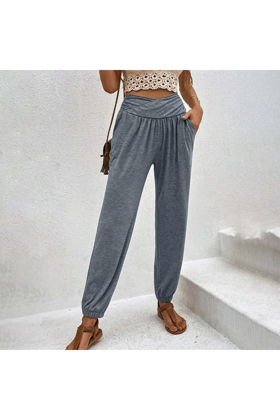 Women's Yoga Palazzo Pants Lightweight Classic Fit Elastic High Waisted Joggers Track Pant Comfy Boho Workout Sweatpants