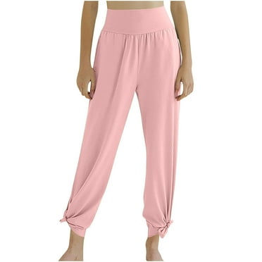 qolati Women's Yoga Pants Trendy Wide Leg Lounge Sweatpants High Waisted Comfy Casual Joggers with Pockets Pink S 4
