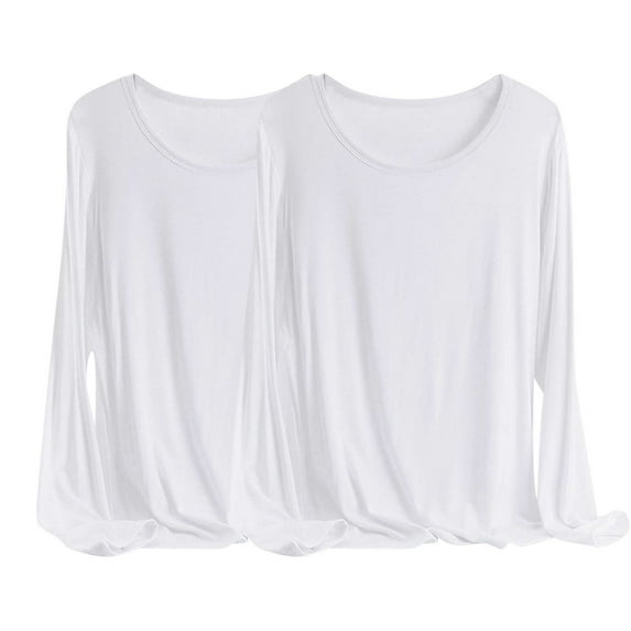 qolati Womens 2 Pack T Shirts Basic Long Sleeve Tees Pullover Crewneck Fashion Tops Loose Fit Lightweight Casual Bottom Shirt Fall Clothes 2024