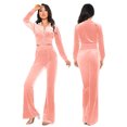 thumbnail image 1 of qolati Womens 2 Piece Outfits Velvet Sweatsuit Set Long Sleeve Zip Up Hoodie Crop Top Wide Leg Pants Tracksuit Y2k High Waist Sweatpants Lounge Sets with Pockets, 1 of 4