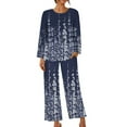 thumbnail image 1 of qolati Womens 2 Piece Pajama Sets Floral Print Long Sleeve Tops with Wide Legs Pants Sleepwear Matching Outfits Comfortable Soft Loungewear Pjs Suits, 1 of 4