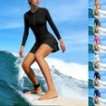 thumbnail image 1 of qolati Womens 2 Piece Rash Guard Swimsuit Long Sleeve Ruffle Swimsuits Dress Zipper Front Bathing Suit Swimskirt Beach Swimwear Black XXL, 1 of 10