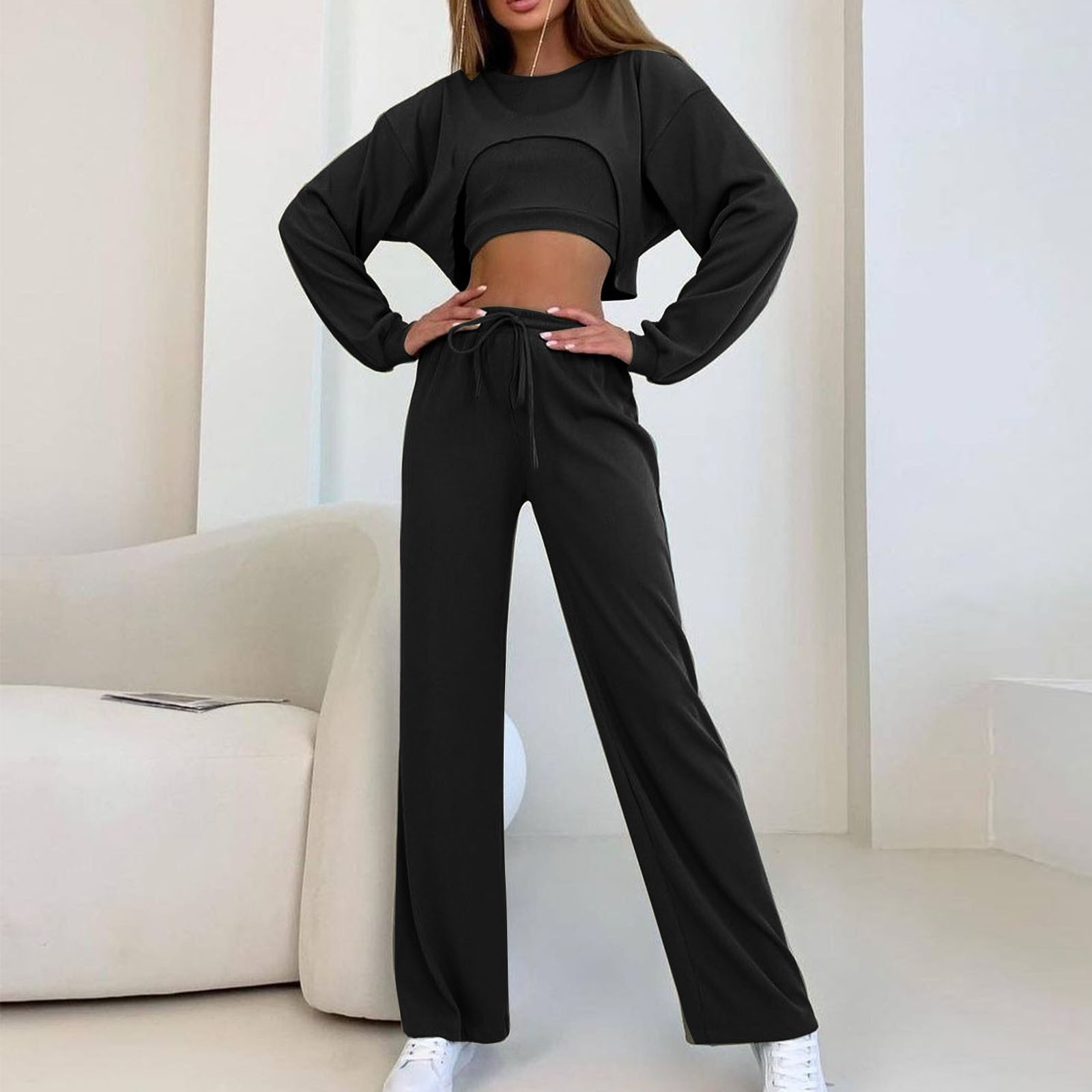 PRETTYGARDEN Women's Straight Leg Sweatpants - High Waisted Joggers With Pockets, Trendy Lounge Pants