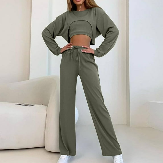qolati Womens 2 Piece Sweatsuit Outfits Long Sleeve Cutout Pullover Tops and Drawstring Pants Tracksuit Y2k Fall Clothes Lounge Set with Pockets