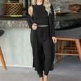 thumbnail image 1 of qolati Womens 3 Piece Outfits Casual Sleeveless Tops Drawstring Sweatpants Matching Sets Fall Long Sleeve Open Front Cardigan Lounge Wear Tracksuit, 1 of 7