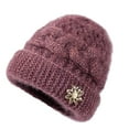 thumbnail image 1 of qolati Womens Beanie Hat Chunky Knit Winter Thick Floral Hats Soft Fleece Lined Ladies Warm Skiing Skullies Caps, 1 of 3