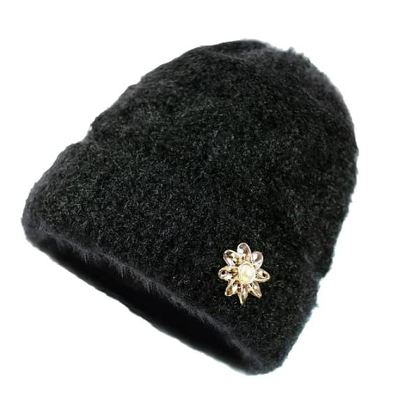 qolati Womens Beanie Hat Chunky Knit Winter Thick Floral Hats Soft Fleece Lined Ladies Warm Skiing Skullies Caps