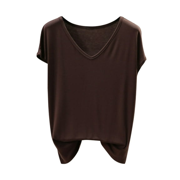 qolati Womens Caps Sleeve Summer Tops 2024 V Neck Loose Fit Basic Solid Color Pullover Blouse Lightweight Casual Workout Tunic Tee Shirts