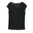 thumbnail image 1 of qolati Womens Caps Sleeve Summer Tops 2024 V Neck Loose Fit Basic Solid Color Pullover Blouse Lightweight Casual Workout Tunic Tee Shirts, 1 of 4