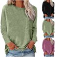 thumbnail image 1 of qolati Womens Casual Long Sleeve Sweatshirts Basic Crewneck Loose Pullover Tops Shirts Lightweight Fall Solid Color Holiady Tunic Blouses, 1 of 7