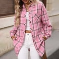 thumbnail image 1 of qolati Womens Flannel Plaid Shirts Long Sleeve Collared Button Down Cardigan Trendy Fall Shackets Jacket Business Dressy Classic Blouses Multicolor M, 1 of 8