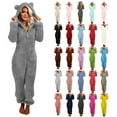 thumbnail image 1 of qolati Womens Fleece Christmas Pajamas Jumpsuit Fashion Warm Sherpa Romper Sleepwear One Piece Zipper Hooded Playsuit Loungewear, 1 of 7