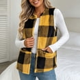 thumbnail image 1 of qolati Womens Fuzzy Fleece Vest Soft Flannel Plaid Sherpa Sleeveless Open Front Jacket Warm Casual Fall Winter Layering Outerwear with Pockets, Size S-2XL, 1 of 9