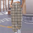 thumbnail image 1 of qolati Womens High Waist Sweatpants Casual Plaid Print Cinch Bottom Sports Pants Athletic Loose Workout Joggers Lounge Trousers, 1 of 5