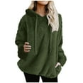 thumbnail image 1 of qolati Womens Hoodies Sherpa Winter Wram Long Sleeve Pullover Sweater Fuzzy Fleece Sweatshirt Oversized Hoodie Cozy Outerwear with Pockets Green XL, 1 of 6