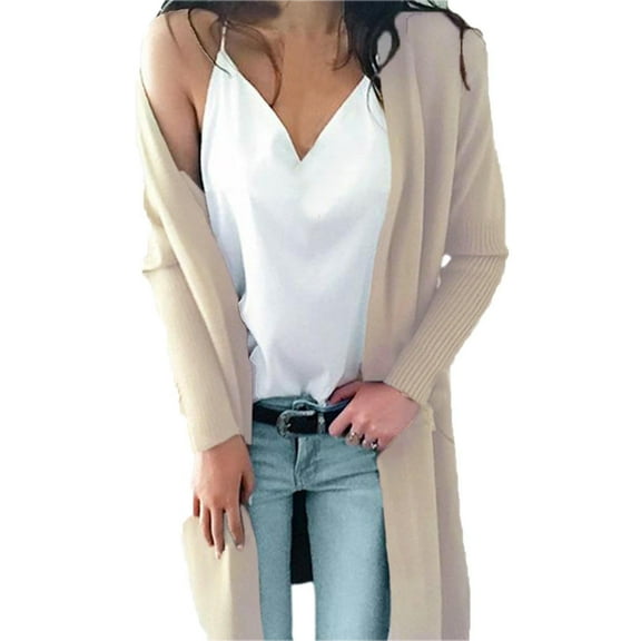 qolati Womens Long Cardigan Sweater 2023 Open Front Oversized Sweaters Jacket Lightweight Long Sleeve Cable Knit Coatigan Outwear