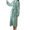 thumbnail image 1 of qolati Womens Long Fleece Robe Puffy Fuzzy Textured Loungwear Warm Soft Flannel Bathrobes for Fall Winter Long House Coat with Pockets, 1 of 3