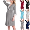 thumbnail image 1 of qolati Womens Maternity Nursing Robe 3/4 Sleeve Pregnancy Breastfeeding Bathrobes with Belts Lace Trim Labor Delivery Nursing Gown Soft Ladies Sleepwear Black Small, 1 of 7