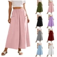 thumbnail image 1 of qolati Womens Maxi Skirt Summer Boho Pleated Cargo Skirts Casual Elastic High Waisted Swing A-Line Long Skirts with Pockets Black L, 1 of 8