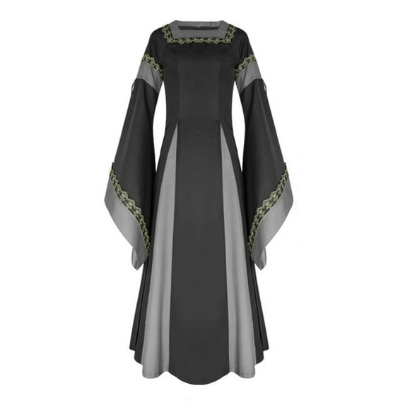 qolati Womens Medieval Renaissance Dresses Victorians Vintage Retro Long Dress Halloween Costumes Gothic Gown for Party, Evening, Prom