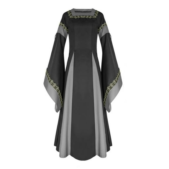 qolati Womens Medieval Renaissance Dresses Victorians Vintage Retro Long Dress Halloween Costumes Gothic Gown for Party, Evening, Prom