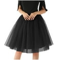 thumbnail image 1 of qolati Womens Midi Tulle Skirts Layered 1950s Vintage Elastic Waist A-Line Mesh Petticoat Skirts Princess Puffy Prom Party Ballets Skirts, 1 of 4