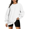 thumbnail image 1 of qolati Womens Oversized Sweatshirts Hoodies Fleece Crew Neck Pullover Sweaters Casual Comfy Basic Tops Fall Fashion Outfits Clothes 2024 White L, 1 of 4