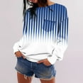 thumbnail image 1 of qolati Womens Oversized Sweatshirts Lightweight Striped Color Block Crewneck Long Sleeve Shirts 2024 Fall Pullover Tops with Pocket, 1 of 7